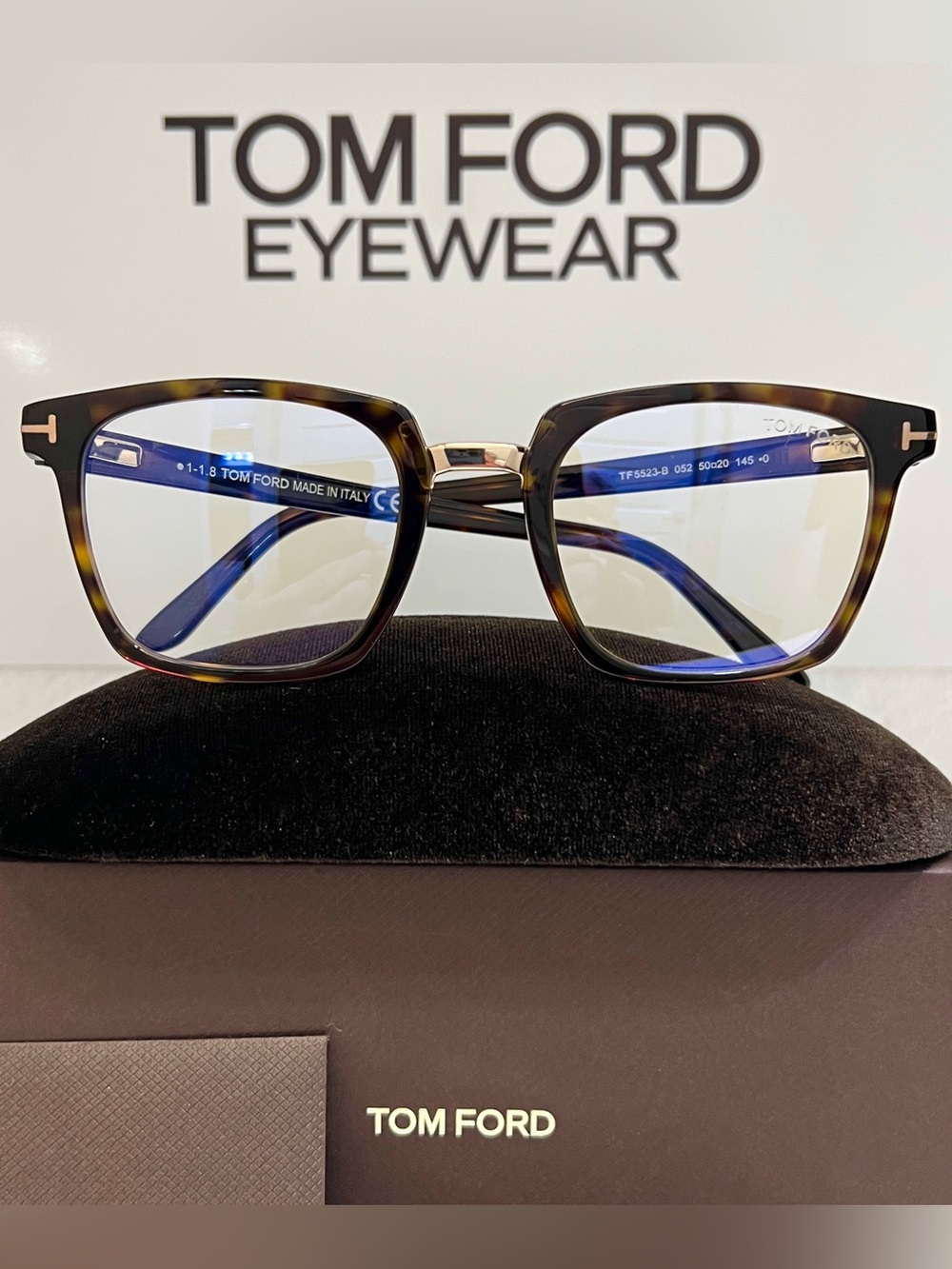 TOM FORD TF5523-B 052 Havana Tortoise Eyeglasses | Made in Italy